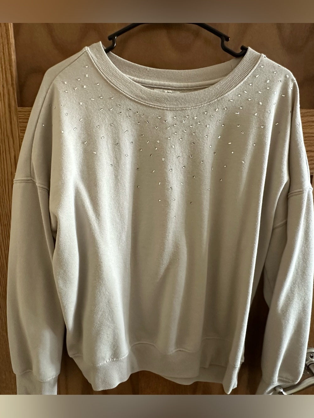 Maurices Rhinestone Crewneck Sweatshirt - Light Beige